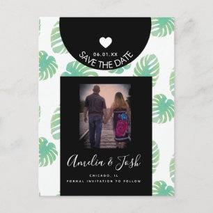 Carte Postale Monstera Aquarelle Vert Save the Date