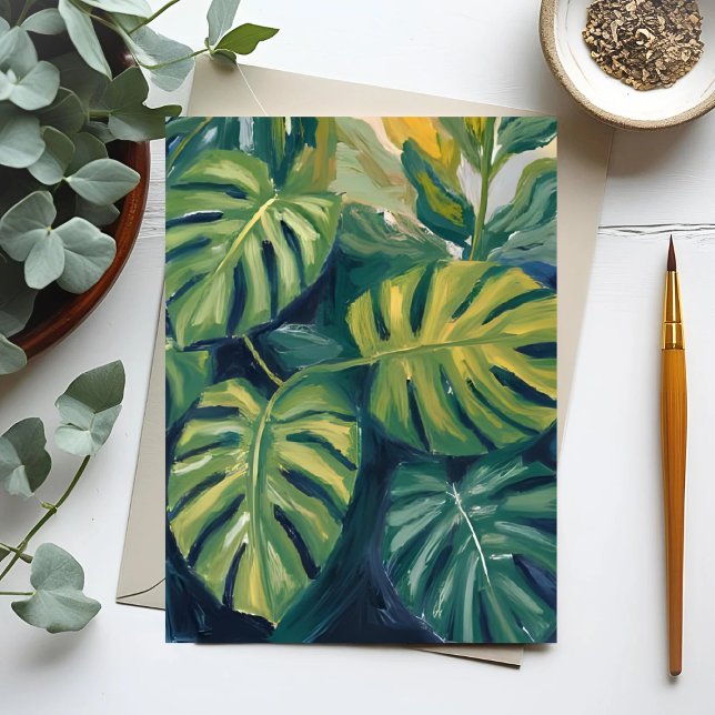Carte Postale Monstera Feuille Plante botanique peinture (Créateur téléchargé)