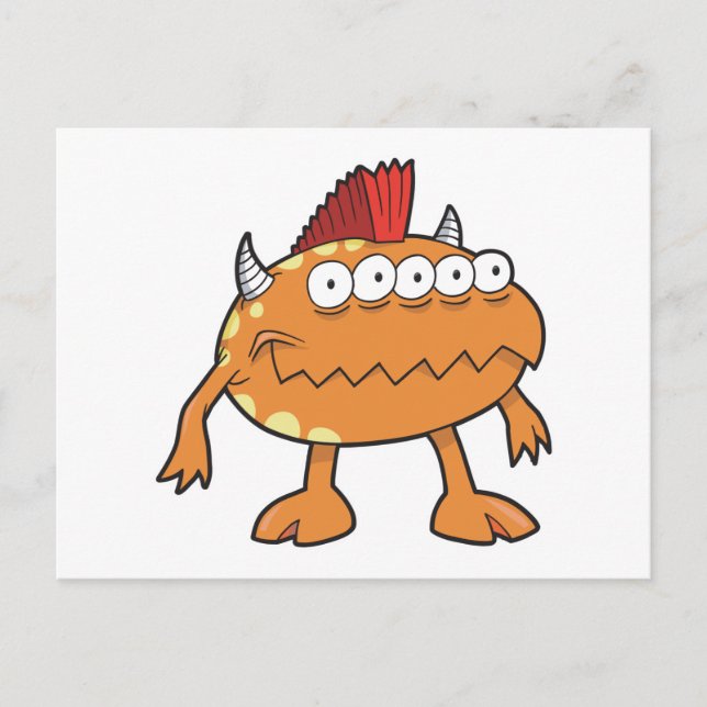 Carte Postale monstre à mohawk orange aux yeux multiples (Devant)