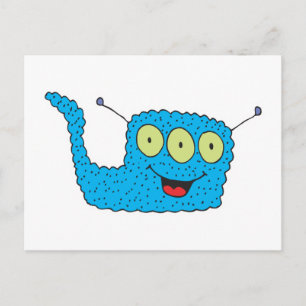 Carte Postale monstre bleu joyeux et idiot