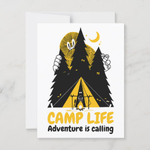 Carte Postale Monstre de camping drôle – Aventure de la vie en c
