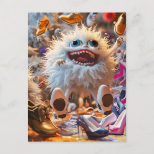 Carte Postale Monstre de chaussures heureux dans un monde heureu