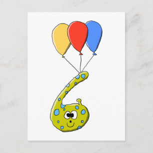 Carte Postale Monstre de dessin animé du 6e anniversaire.