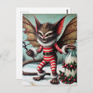 Carte Postale Monstre De Fer De Noël Avec Bouteille De Lait