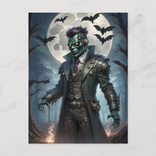 Carte Postale Monstre de Frankenstein Steampunk Halloween (Devant)