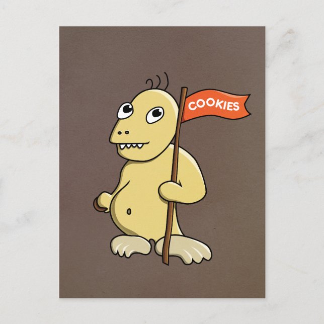 Carte Postale Monstre Drôle Avec Cookie (Devant)
