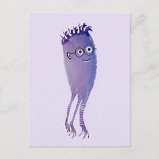 Carte Postale Monstre drôle de méduses de geek avec des verres