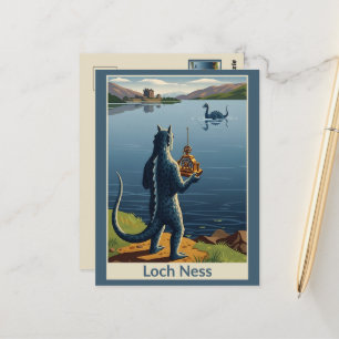 Carte Postale Monstre du Loch Ness WPA Drôle