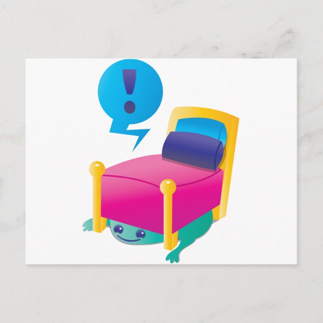 Carte Postale Monstre effrayant sous le LIT (Devant)