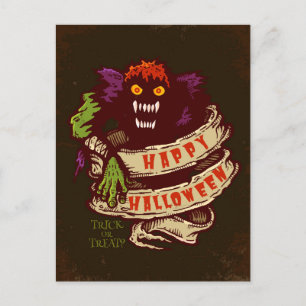 Carte Postale Monstre et vieux ruban pour Halloween