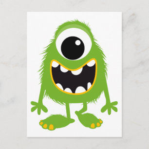 Carte Postale Monstre Green Retro Cute