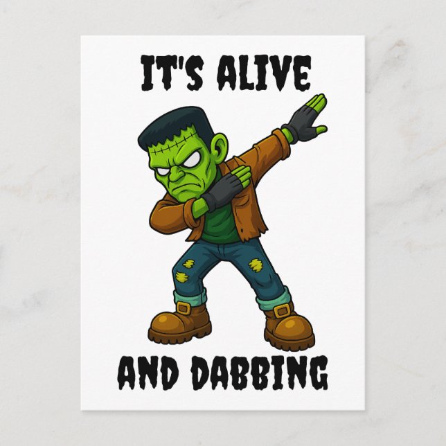 Carte Postale Monstre pointu est vivant et dabs pour Halloween (Devant)