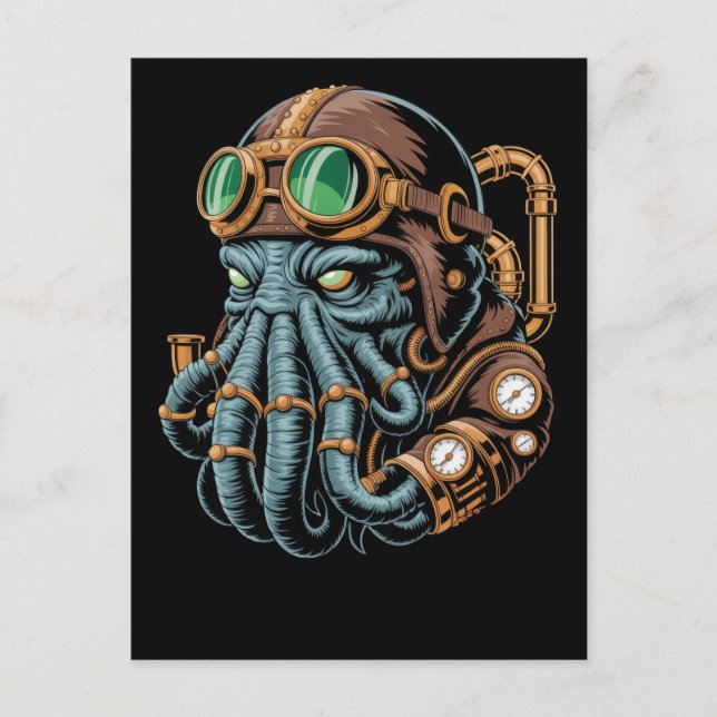 Carte Postale monstre Steampunk Cthulhu (Devant)