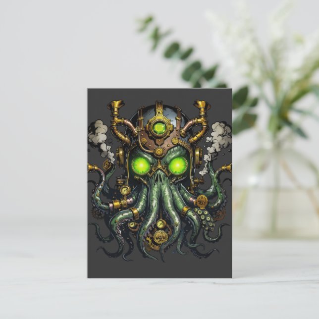Carte Postale monstre Steampunk Cthulhu (Debout devant)