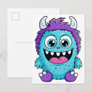 Carte Postale Monstre Violet