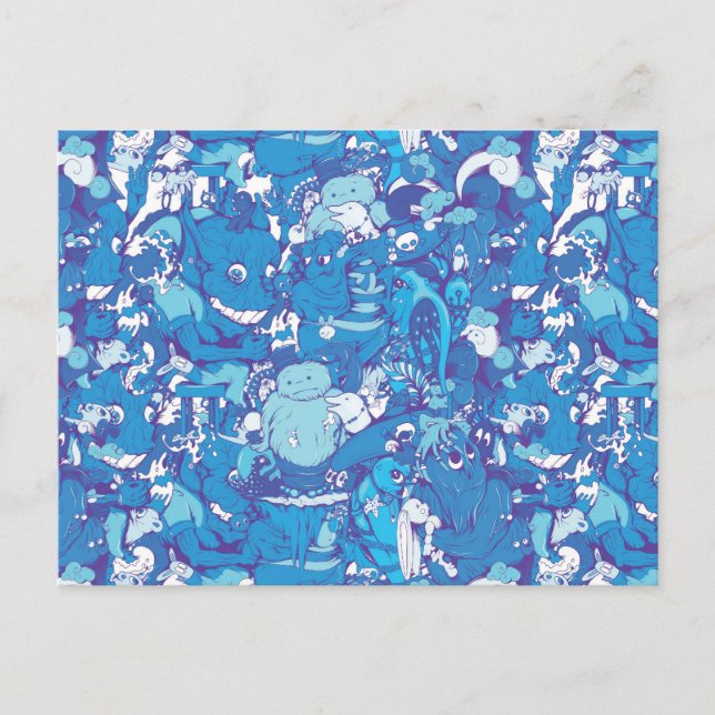 Carte Postale Monstres bleus (Devant)