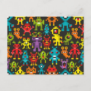 Carte Postale Monstres Pixel 8 bits