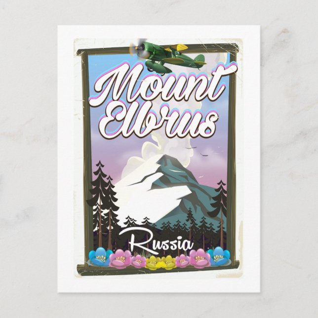 Carte Postale Mont Elbrus, affiche de voyage russe (Devant)