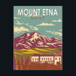 Carte Postale Mont Etna Sicile Voyage Art Vintage<br><div class="desc">Montez l'Etna dans un style d'art vectoriel. L'Etna se trouve sur la côte est de la Sicile,  entre les villes de Messine et Catane Italie</div>