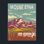 Carte Postale Mont Etna Sicile Voyage Art Vintage<br><div class="desc">Montez l'Etna dans un style d'art vectoriel. L'Etna se trouve sur la côte est de la Sicile,  entre les villes de Messine et Catane Italie</div>