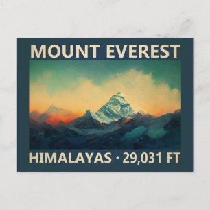 Carte Postale Mont Everest Himalaya Aquarelle Vintage