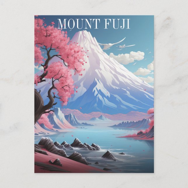 Carte Postale Mont Fuji Fleurs de cerisiers Voyages rétro (Devant)