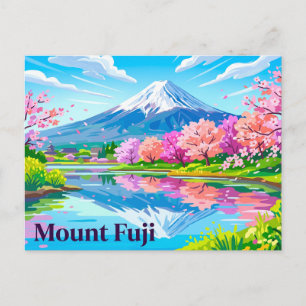 Carte Postale Mont Fuji (Fujisan) avec Cerisiers en Fleurs Japon
