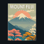 Carte Postale Mont Fuji Japon Voyages Vintage<br><div class="desc">Le mont Fuji dans un style vectoriel. Le Mont Fuji est un volcan actif,  le plus haut sommet du pays et considéré comme l’une des 3 montagnes sacrées du Japon.</div>