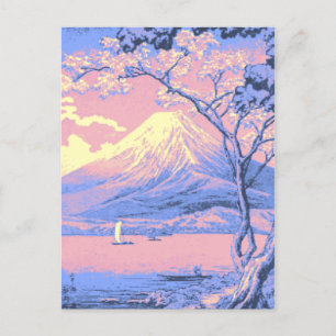 Carte Postale Mont Fuji rose et violet du lac Yamanaka Poster