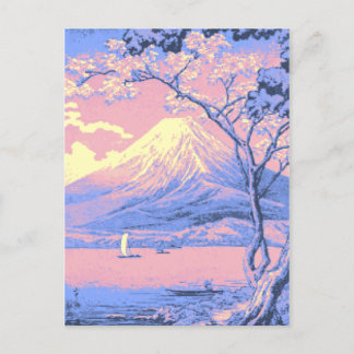 Carte Postale Mont Fuji rose et violet du lac Yamanaka Poster