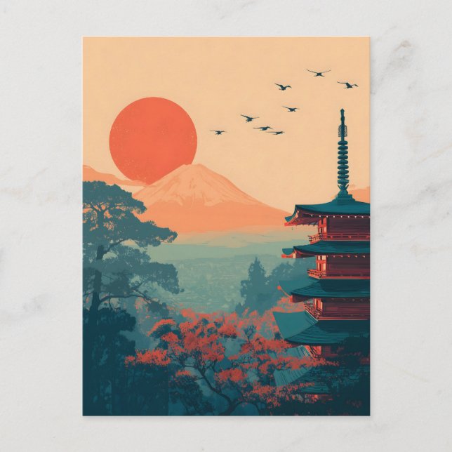 Carte Postale Mont Fuji vintage (Devant)
