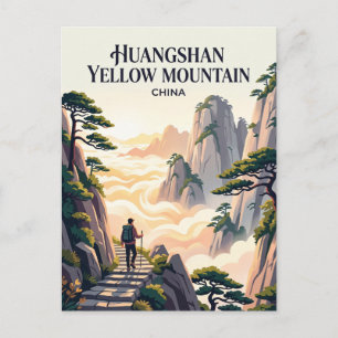 Carte Postale Mont Huang jaune de Chine