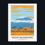 Carte Postale Mont Kilimandjaro Tanzanie Afrique Vintage<br><div class="desc">Design vectoriel du Kilimandjaro. C'est la plus haute montagne d'Afrique et la plus haute montagne autonome du monde.</div>