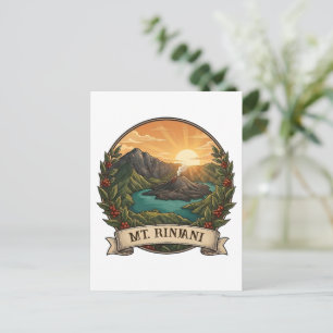 Carte Postale Mont Rinjani vintage Indonésie Volcan Rétro