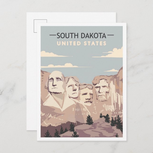 Carte Postale Mont Rushmore Dakota du Sud Voyage à l'ancienne  (Devant / Derrière)