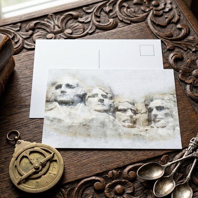 Carte Postale Mont Rushmore, œuvre d'art aquarelle présidentiell (Mount Rushmore Presidential Watercolor Art. Postcard)