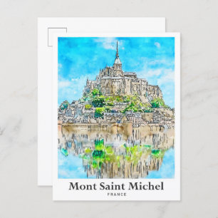 Carte Postale Mont Saint Michel France Aquarelle de voyage Art