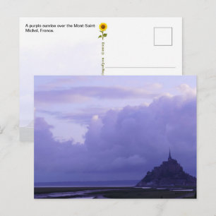 Carte Postale Mont-Saint-Michel Lever de soleil violet, France -