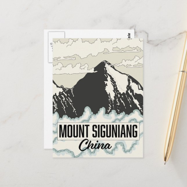Carte Postale Mont Siguniang Chine (Devant/Arrière en situation)