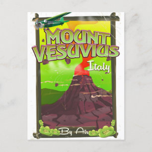 Carte Postale Mont Vésuve volcan italien dessin animé