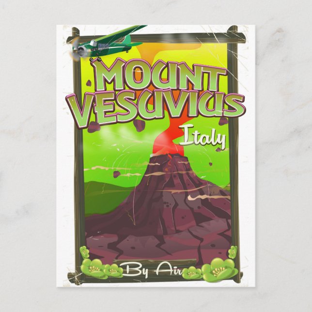Carte Postale Mont Vésuve volcan italien dessin animé (Devant)