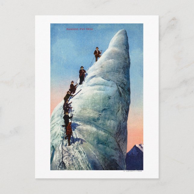 Carte Postale Montagnards tentant d'atteindre un Serac (Devant)