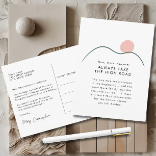 Carte Postale Montagne Abstraite et soleil Prenez la High Road