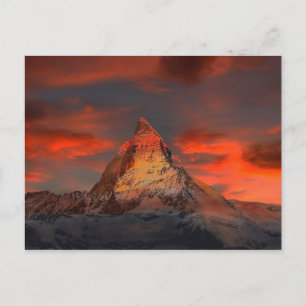 Carte Postale Montagne alpine emblématique Matterhorn au coucher