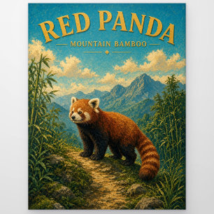 Carte Postale Montagne de bambou Panda roux Watercolor GeoSaga