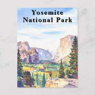 Carte Postale Montagne de la aquarelle du parc national Yosemite