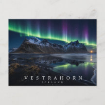 Montagne Vestrahorn Stokksnes Islande Aurore boréa