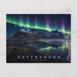 Carte Postale Montagne Vestrahorn Stokksnes Islande Aurore boréa