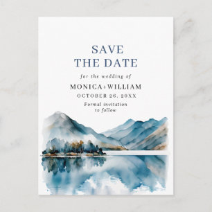 Carte Postale Montagnes à l'aquarelle Mariage en forêt Enregistr