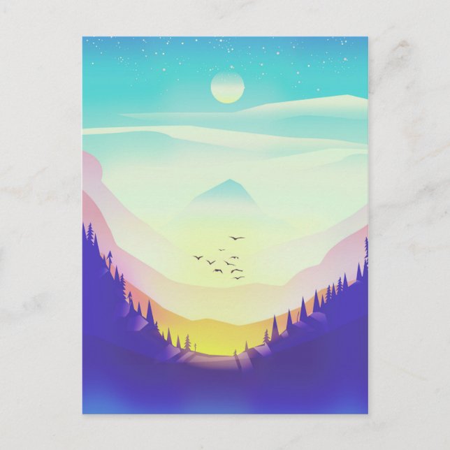 Carte Postale Montagnes brumeuses (Devant)